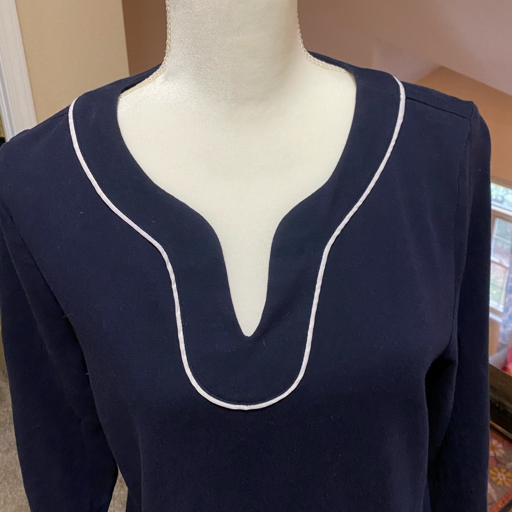 COPY - Talbots navy and white knit dress